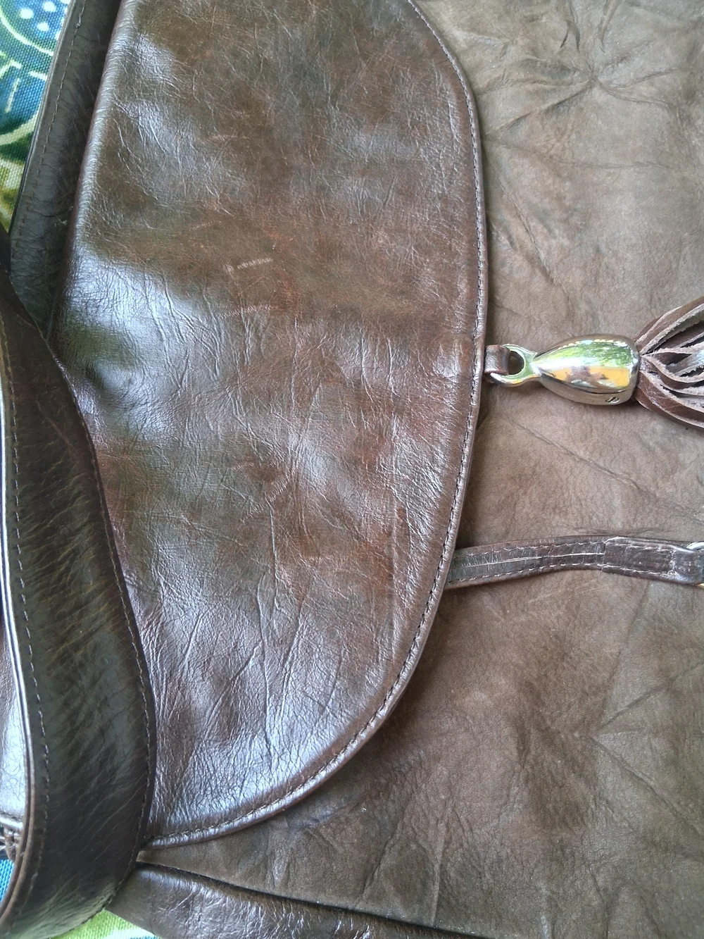 Vintage Diana Sanabria Fringed Oversized Crossbody Bag Brpwn